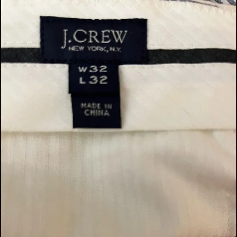 NWOT J. Crew Black/White Classic Seersucker Flat-Front Slacks Size 32